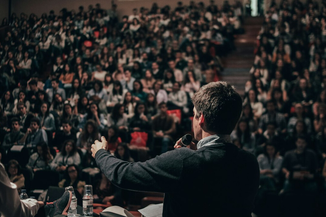 confident speaker presenting